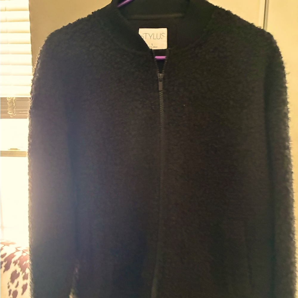 fuzzy bomber jacket no tags on never been worn size large